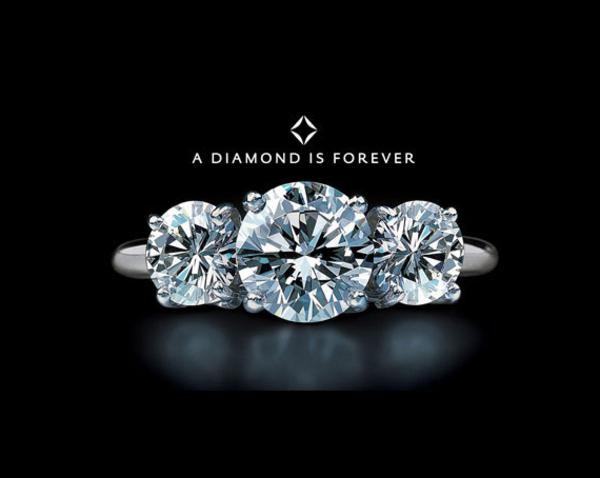 Diamond is forever! (Kim cương là vĩnh cửu), hãng DeBeers, năm 1948. Đây là slogan được ngành quảng cáo chọn là một trong top 10 slogan của thế kỉ 20. Được N.W.Ayer tạo ra năm 1948 cho Công ty kim cương De Beers Consolidated, Slogan này đã truyền tải thông điệp rằng kim cương đồng nghĩa với sự bất diệt, và do đó đồ trang sức là biểu tượng của một tình yêu vĩnh cửu. Ngày nay, người ta sử dụng câu nói này hằng ngày mà ít ai nhớ rằng nó hiển nhiên bắt nguồn từ một chiến dịch quảng cáo.